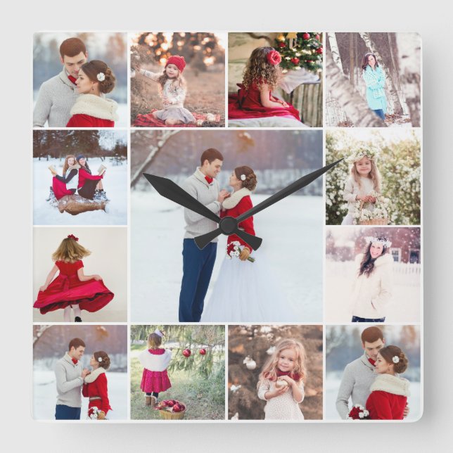 Reloj de pared multiCollage de fotos de moda (Anverso)