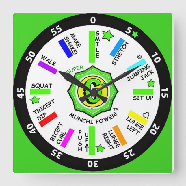 reloj de pared Munchi Power! gimnasio de entrenami (Anverso)