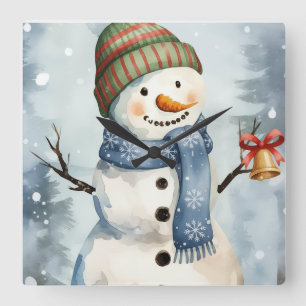 Reloj de pared “Muñeco de nieve festivo con campan