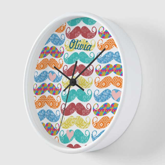 Reloj De Pared Mustache Mr Hipster Vintage Retro (Ángulo)