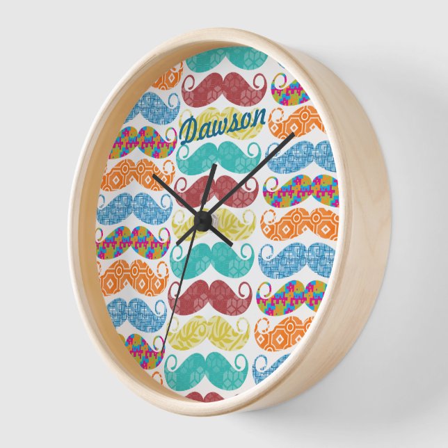 Reloj De Pared Mustache Mr Hipster Vintage Retro (Ángulo)