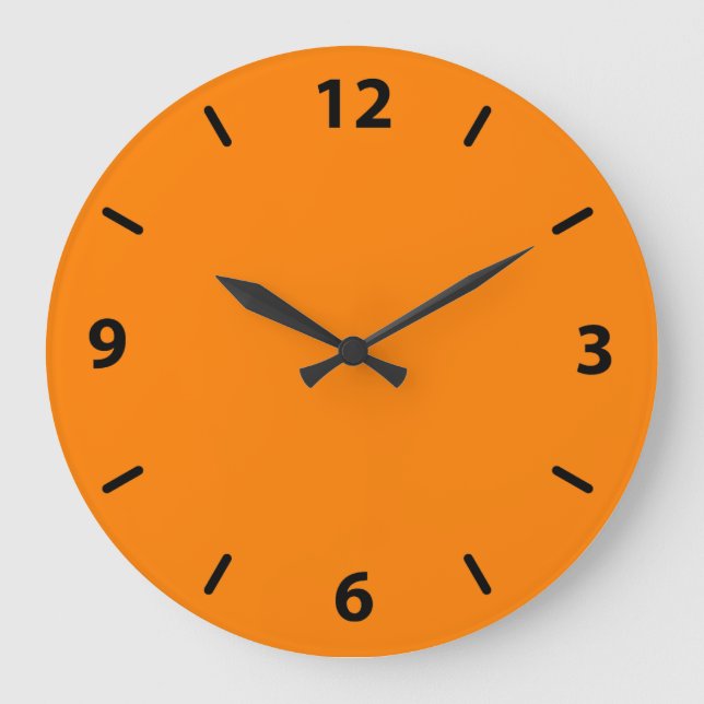 Reloj de pared naranja con números negros (Anverso)