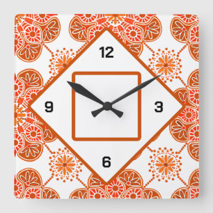 Reloj de pared Naranja cuadrado para cocina de cam