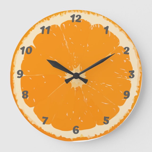 Reloj de pared naranja para cocina (Anverso)