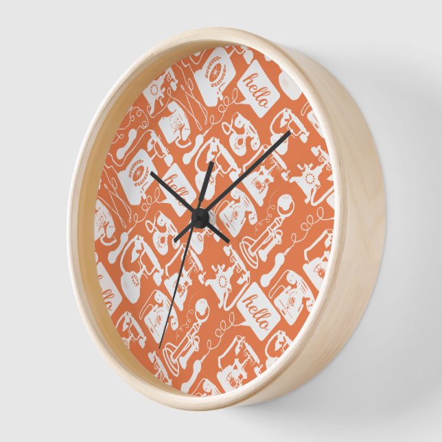 Reloj De Pared Naranja retro o cualquier patrón de teléfono de co (Ángulo)