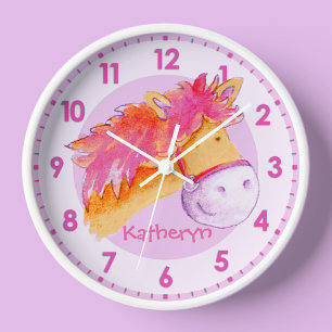 Reloj De Pared Naranja rosado piadoso chicas púrpura habitación n