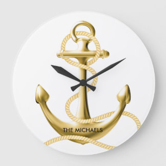 Reloj de pared náutica de anclaje dorado Personali