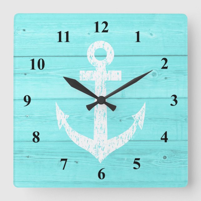 Reloj de pared náutico | ancla de barco y paneles  (Anverso)