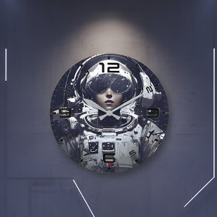Reloj de pared navegante cósmico cyberpunk