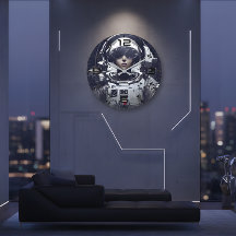 Reloj de pared navegante cósmico cyberpunk
