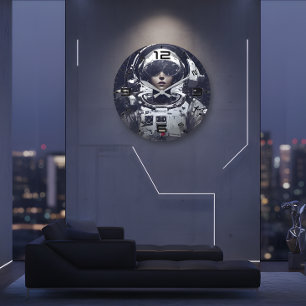 Reloj de pared navegante cósmico cyberpunk