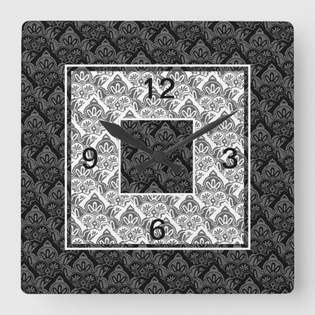 Reloj de pared negro, gris, blanco (Anverso)