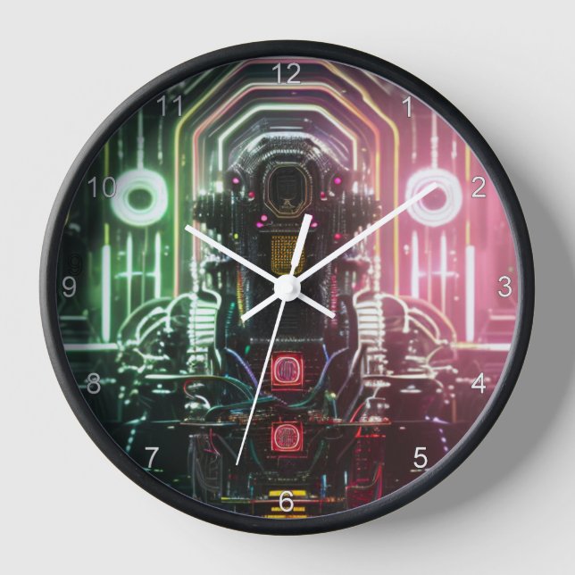 Reloj de pared negro Robot 1 con números (Anverso)