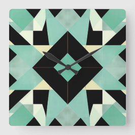 Reloj de pared negro y Verde azulado