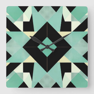 Reloj de pared negro y Verde azulado