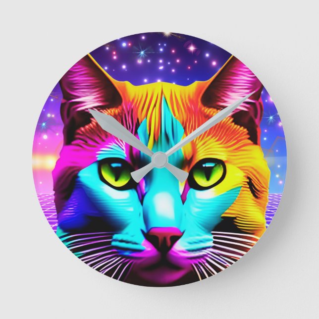 Reloj de pared "Neon Galaxy" de Cat Lover (Anverso)