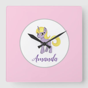 Reloj de pared niña rosa unicornio decoración de h