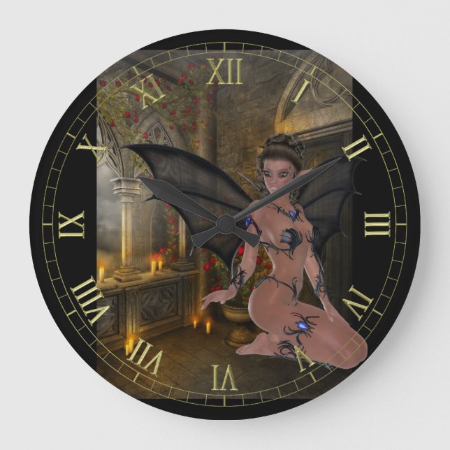 Reloj de pared ninfa de Gótico oscuro (Anverso)