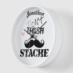 Reloj De Pared No destrocen el bigote de bigote retro hipster