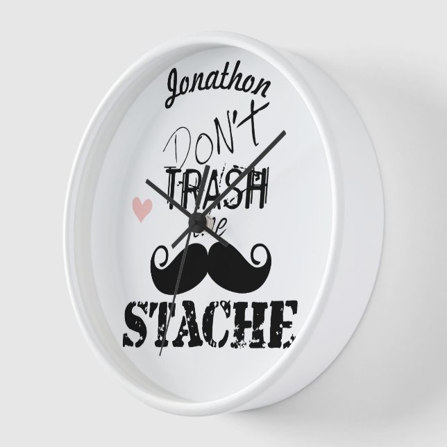 Reloj De Pared No destrocen el bigote de bigote retro hipster (Ángulo)