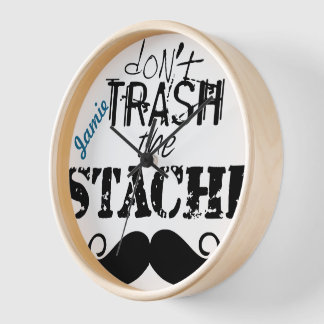 Reloj De Pared No destrocen el bigote de bigote retro hipster