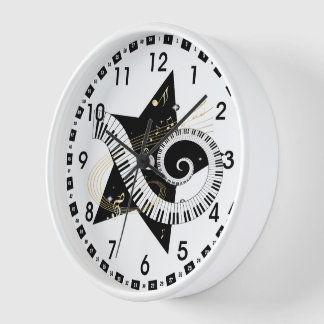 Reloj De Pared Notas de oro de la estrella musical