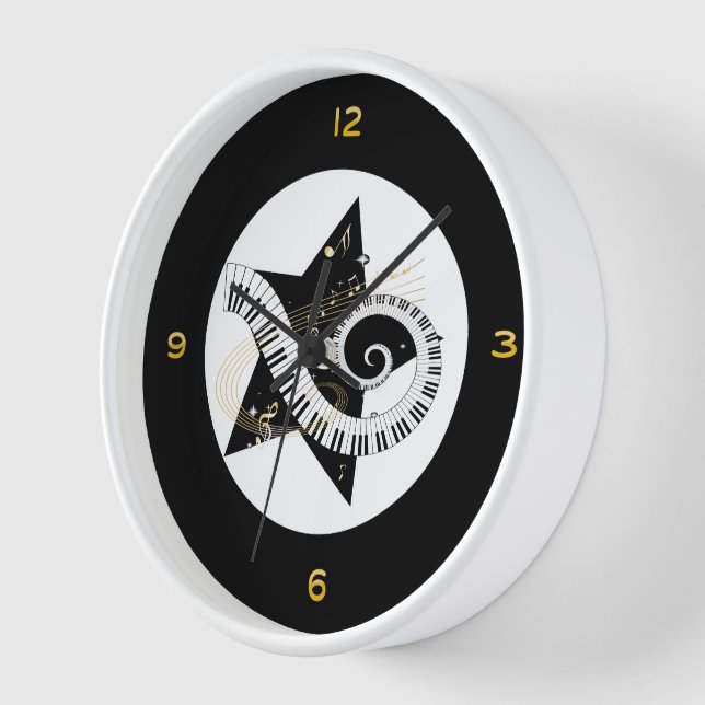 Reloj De Pared Notas de oro de Musical Star (Ángulo)