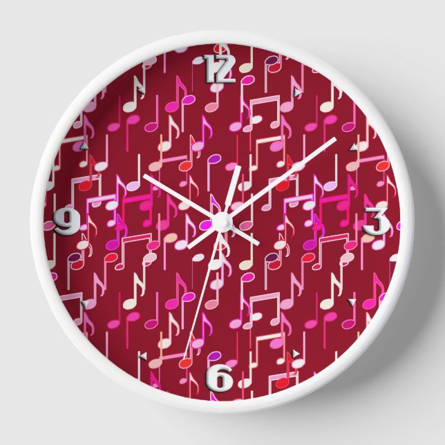 Reloj De Pared Notas musicales impresas - burgundy, multi (Anverso)