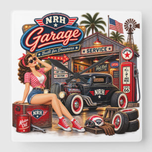 Reloj de pared NRH Garage Built for Dreamers Vinta