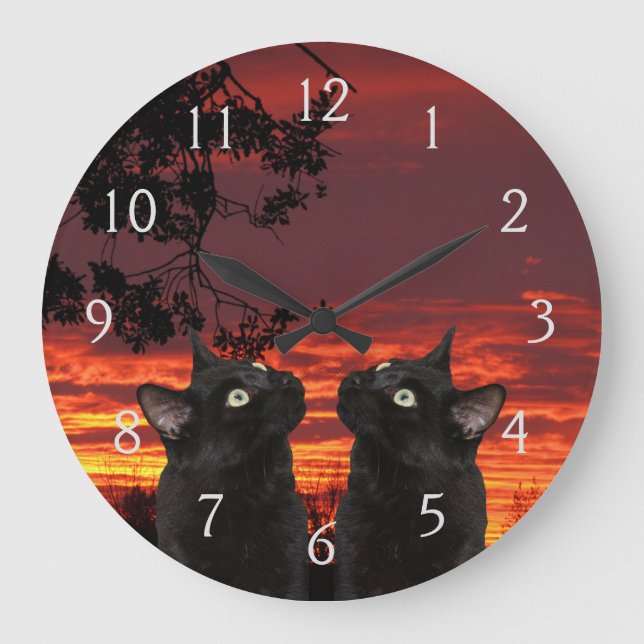 Reloj de pared numerado de sombreros negros rojo o (Anverso)