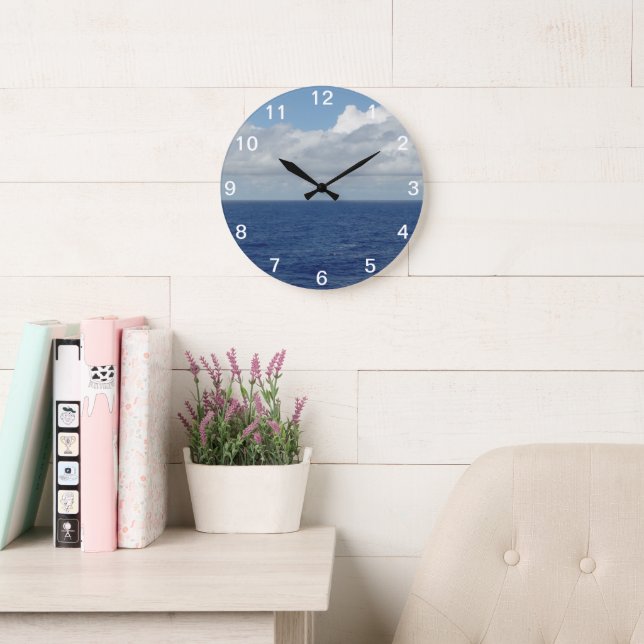Reloj de pared numerado Océano Azul y Nubes Esponj (Sala de lectura)
