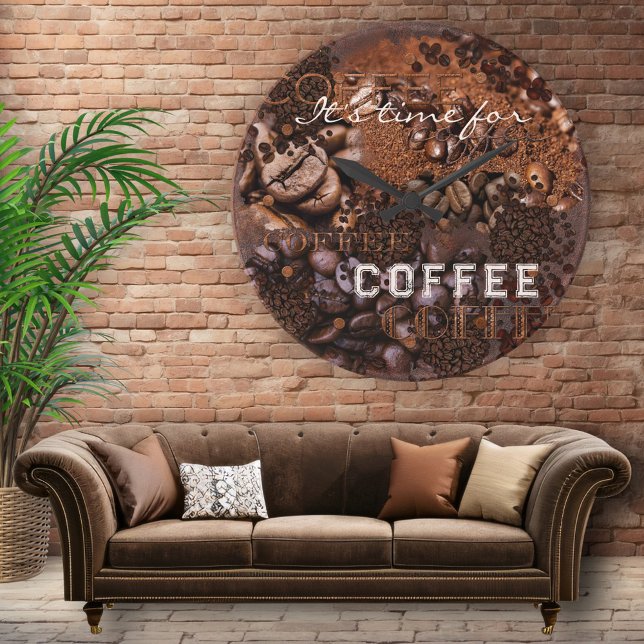 Reloj de pared ondulada de judías de café (Wall clock featuring coffee beans. Nice for a coffee lover or a coffee shop)