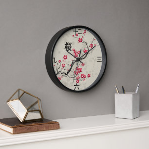 Reloj De Pared Oriental Style Sakura Cherry Blossom Art