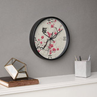 Reloj De Pared Oriental Style Sakura Cherry Blossom Art