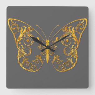 Reloj de pared Ornate Butterfly Square