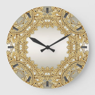 Reloj de pared ornato de oro