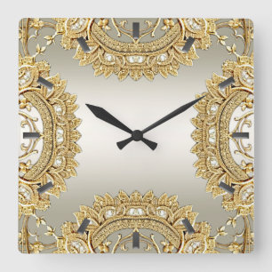Reloj de pared ornato de oro