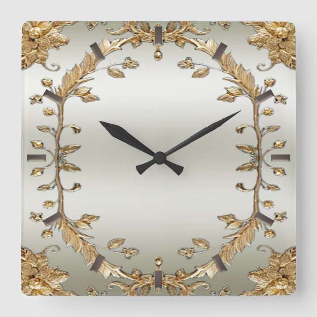 Reloj de pared ornato dorado (Anverso)