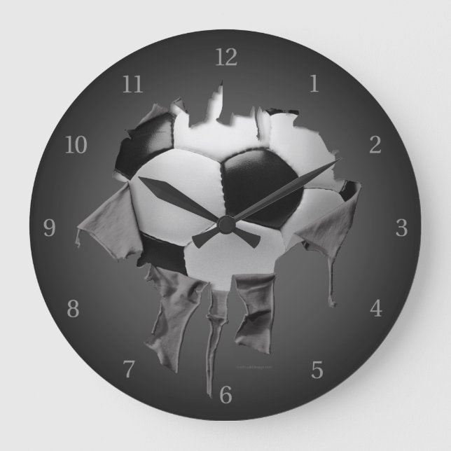 Reloj de pared oscuro rasgado del fútbol (Anverso)