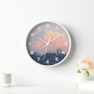 Reloj De Pared Paisaje de Mount Rainier Alpenglow