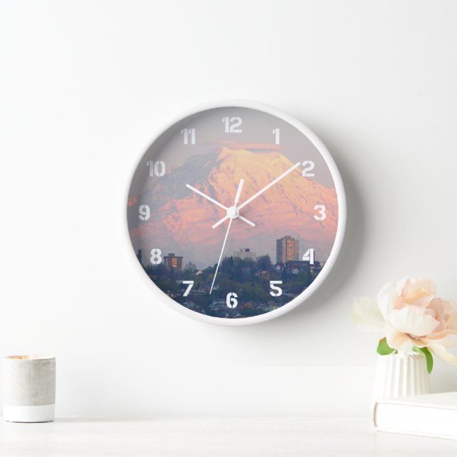 Reloj De Pared Paisaje de Mount Rainier Alpenglow (Hogar)