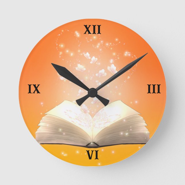 Reloj de pared para amante de libros mágicos (Anverso)