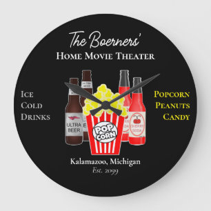 Reloj de pared para cine en casa cerveza soda