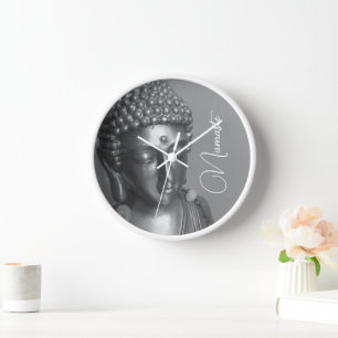 Reloj de pared para el nombre del Buda plateado