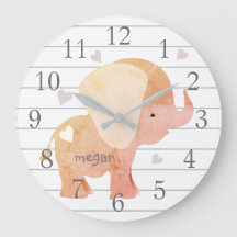 Reloj de pared para elefantes bebés personalizado
