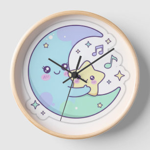 Reloj de pared para habitación de bebé Luna y Estr