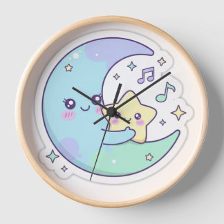 Reloj de pared para habitación de bebé Luna y Estr