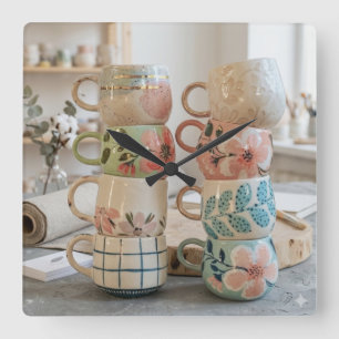Reloj de pared para juego de tazas Modern Cottagec