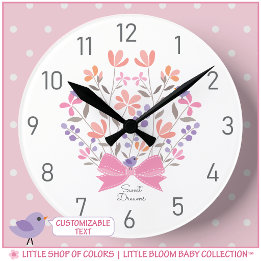 Reloj de Pared para Niñas Flores de Dulces Sueños