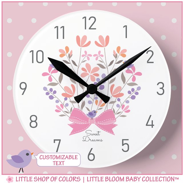 Reloj de Pared para Niñas Flores de Dulces Sueños  (Subido por el creador)